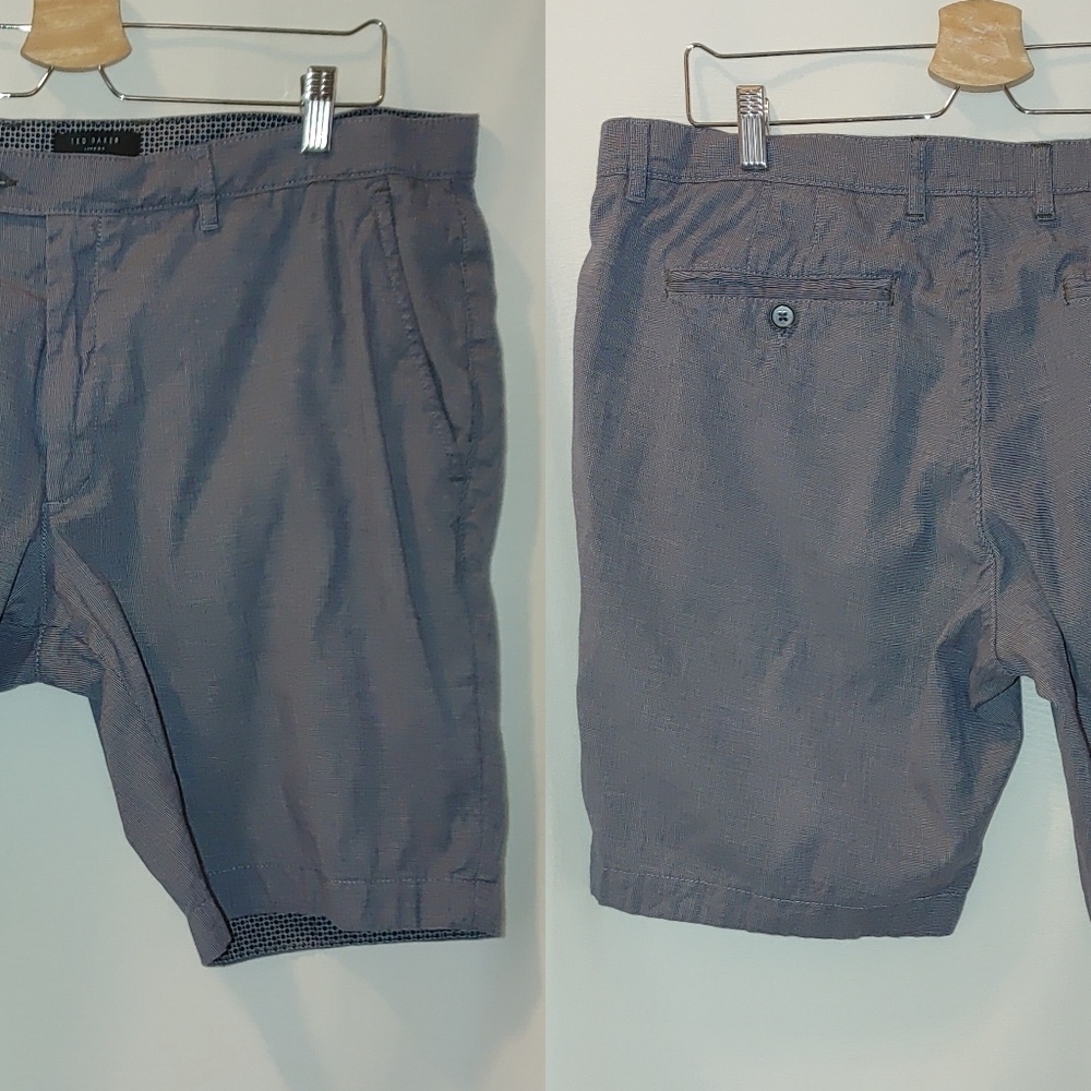 Ted Baker‎ London Flat Front Causal Shorts Blue Mirco Check 38